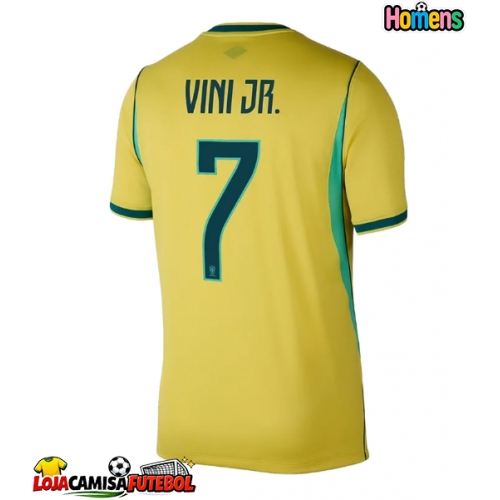 Camisa de Futebol Brasil Vinicius Junior #7 Equipamento Principal Mundo 2026 Manga Curta